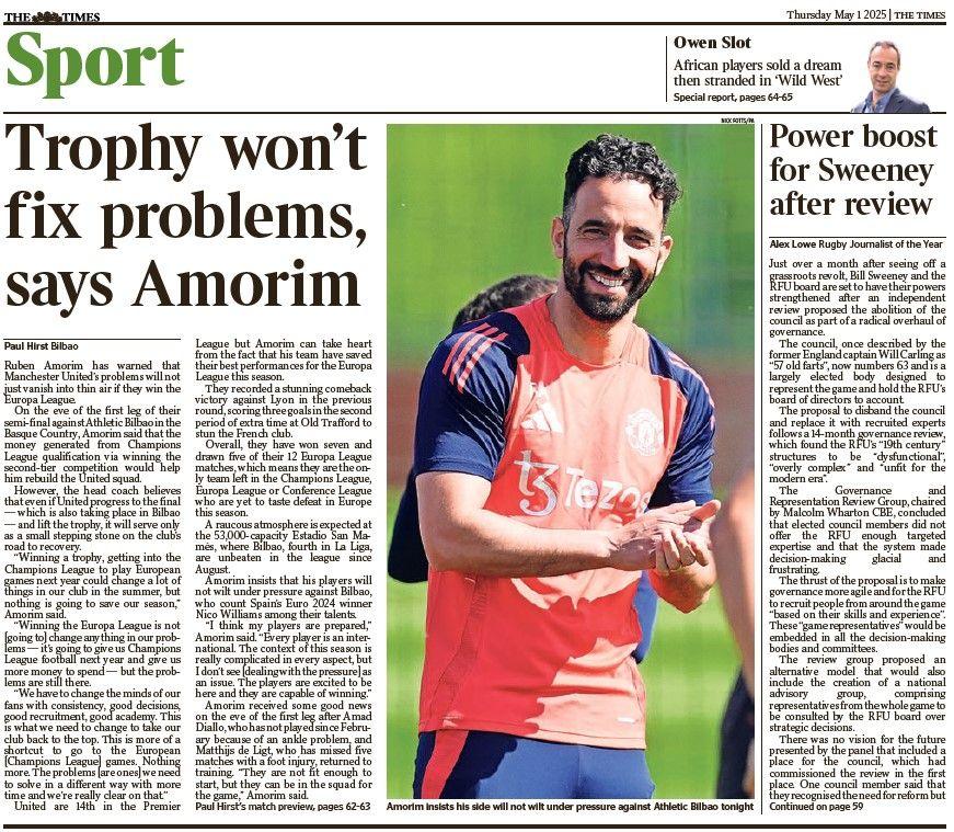 The back page of The Times