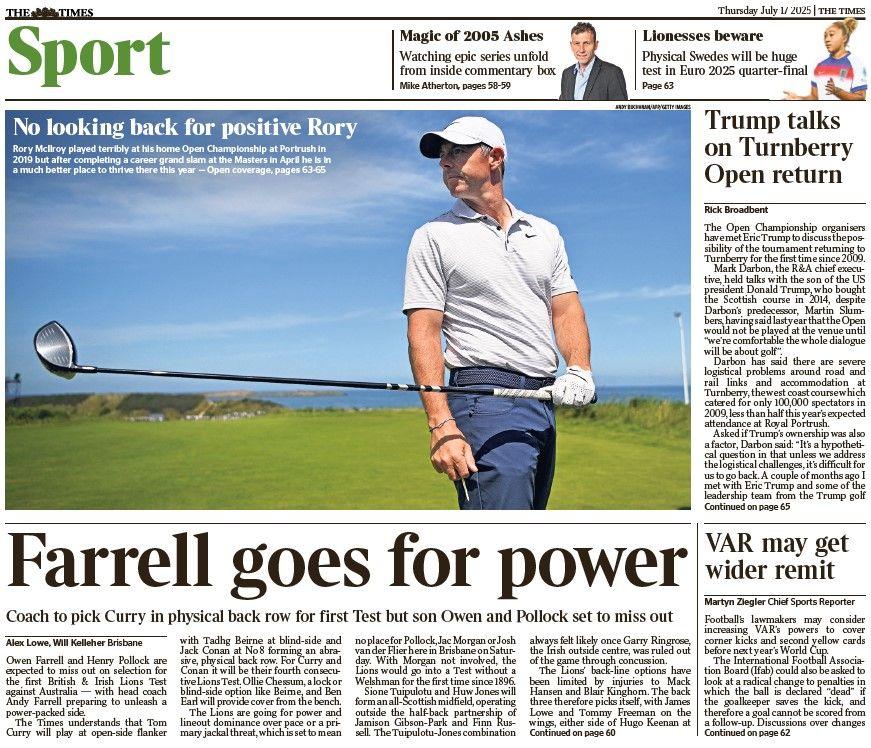 The back page of The Times