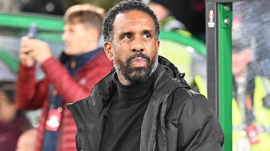 Celtic head coach Wilfried Nancy before kick-off against Roma 