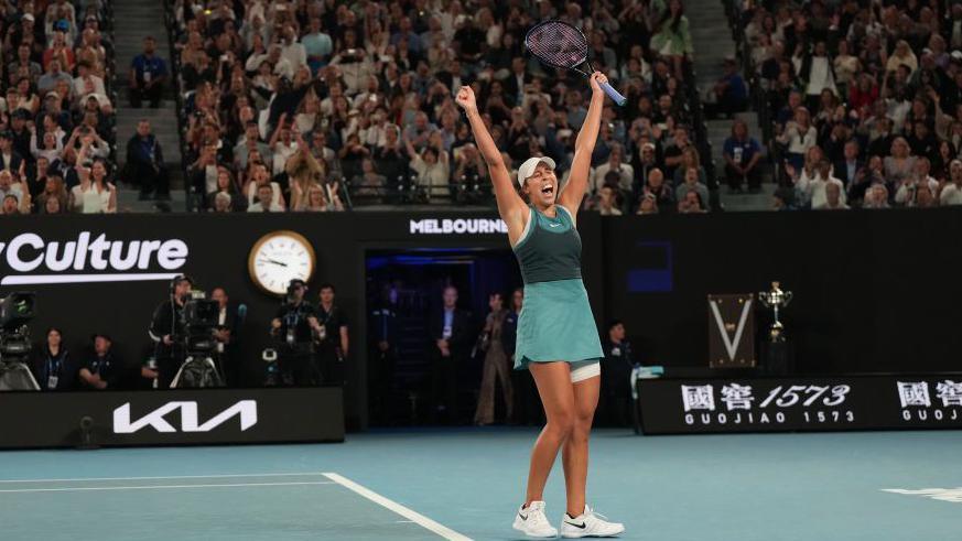 Madison Keys celebrates in the Australian Open final