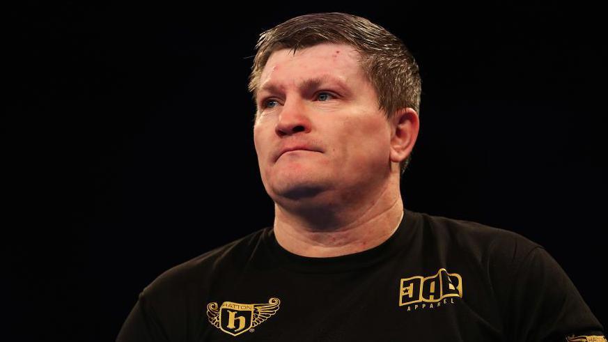 Ricky Hatton wearing a black t-shirt