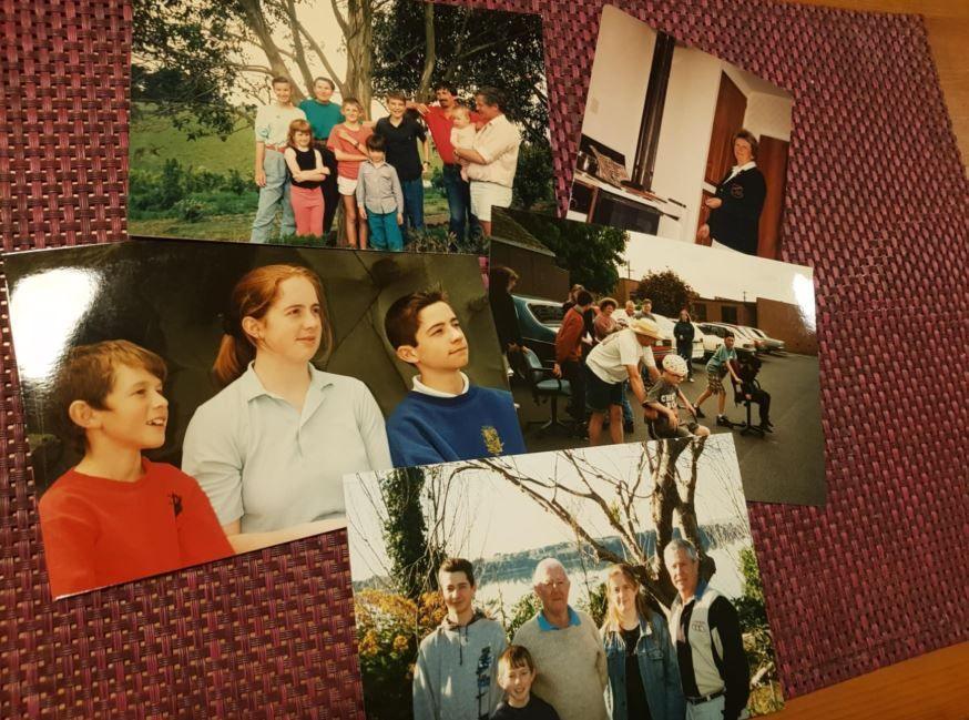 More pictures with various people that were found in a suitcase. They include lots of different people in school uniforms, a wedding and family holidays. 