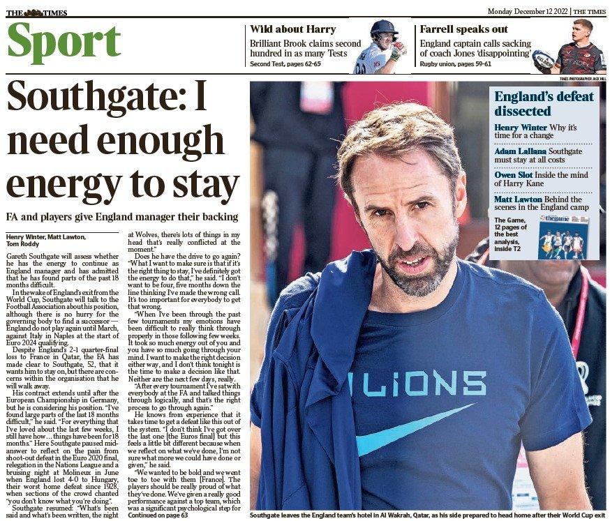 The back page of The Times