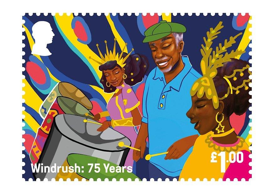 windrush stamp showing a carnival scene