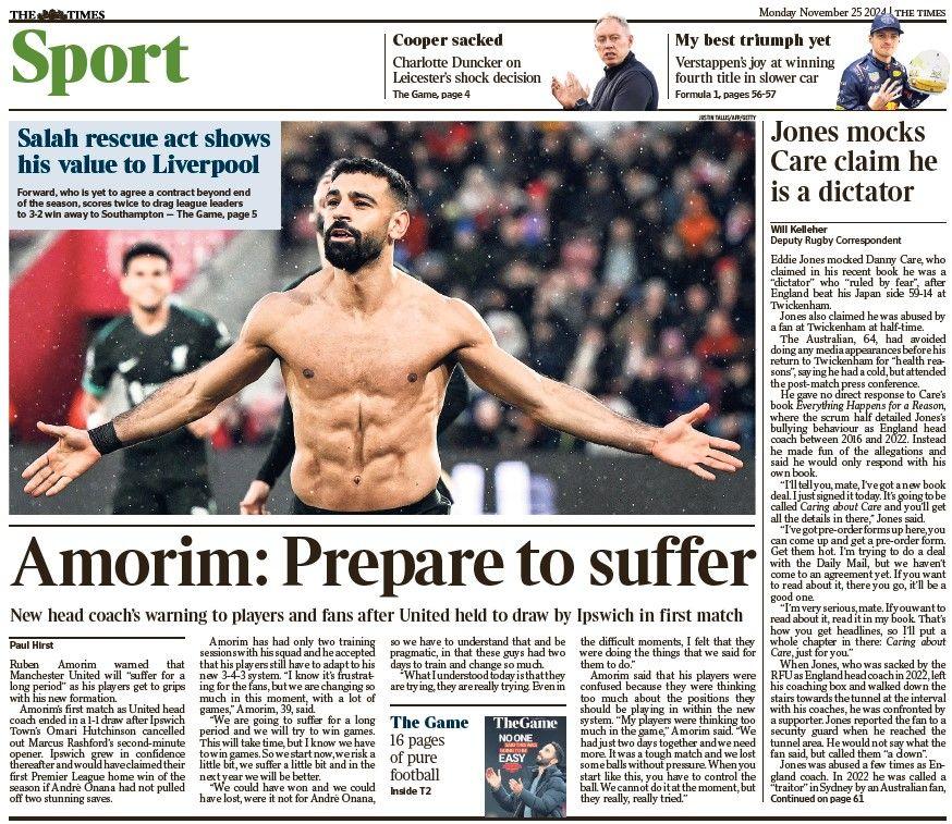 The back page of The Times