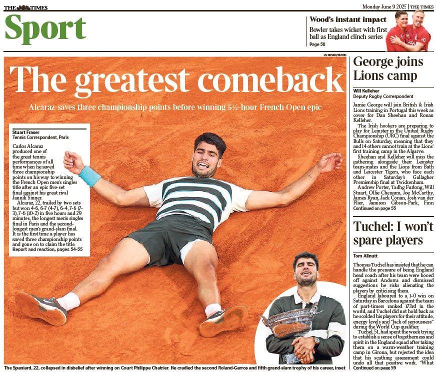 The back page of The Times