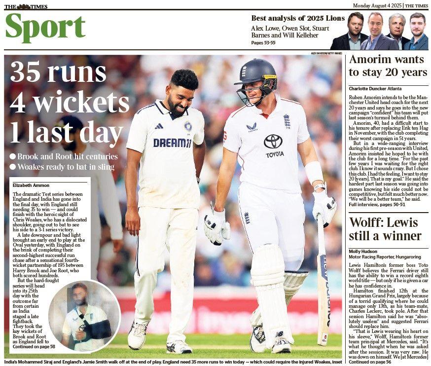 The back page of The Times