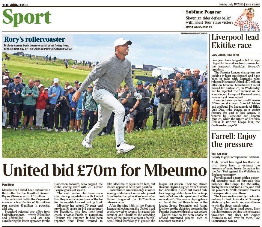 The back page of The Times
