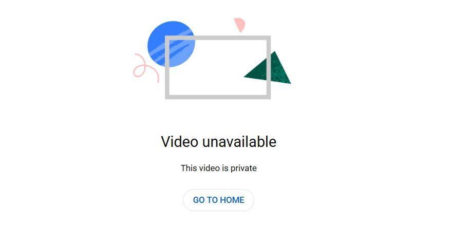Web page with wording stating that a video was unavailable due to it being private.