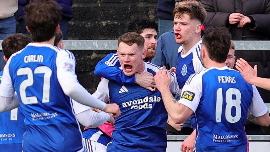 Paddy Burns celebrating his goal 