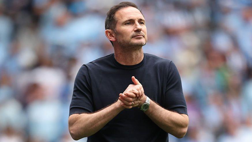Frank Lampard clasping his hands together during Coventry City's match with Middlesbrough
