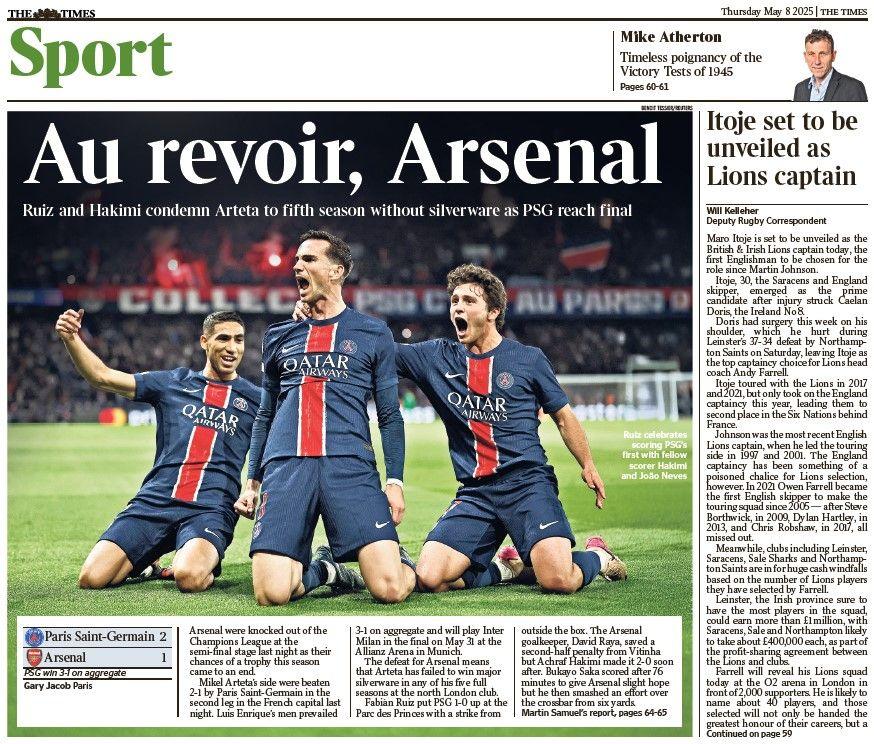 The back page of The Times