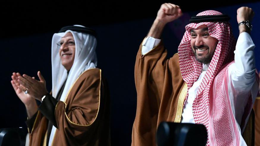 Saudi Arabia celebrate getting the 2034 World Cup