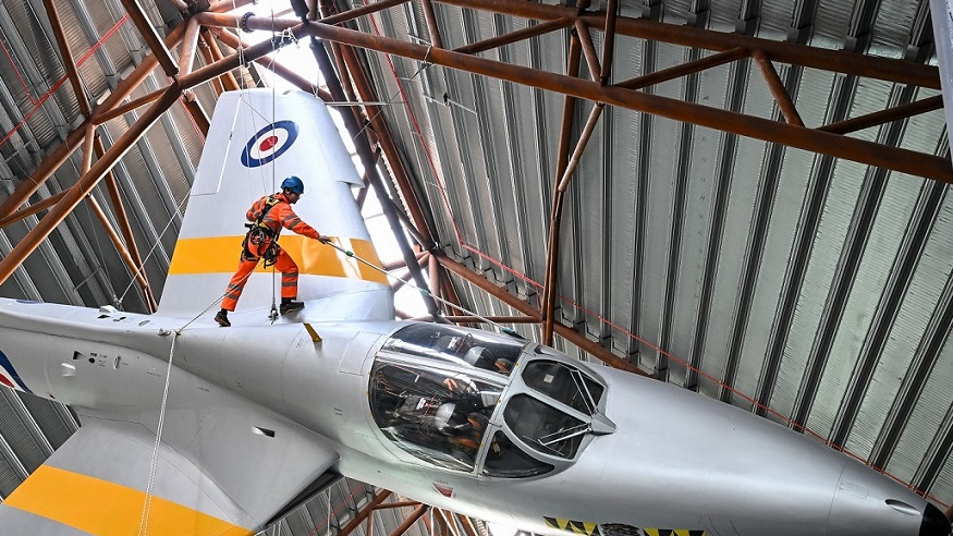 Man cleaning a jet