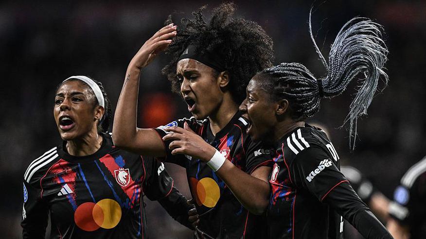 Lyon celebrate a goal