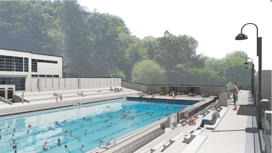 Architect plans for outdoor swimming pool