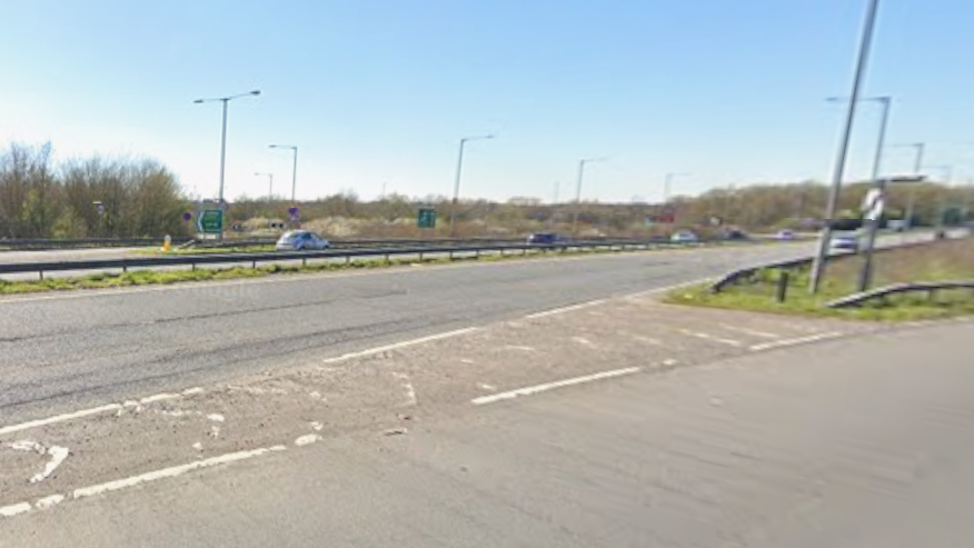 A Google Streetview image of the eastbound slip road coming on to Bad Munstereifel Road.