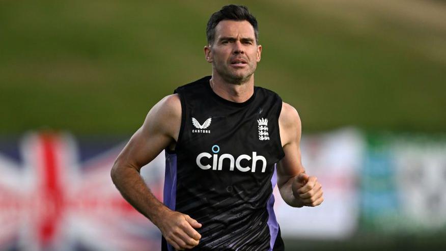 James Anderson jogging while on England coaching duties