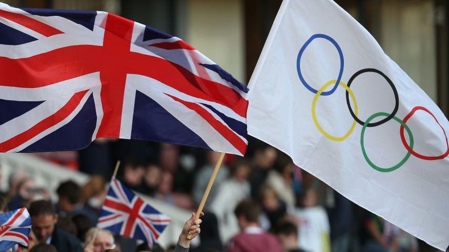 British and Olympic flags