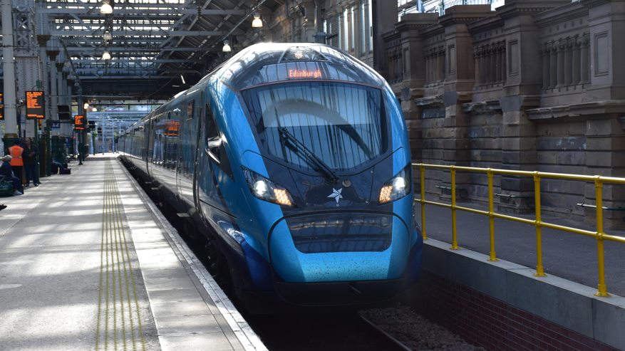 A TransPennine train at Edinburgh station 