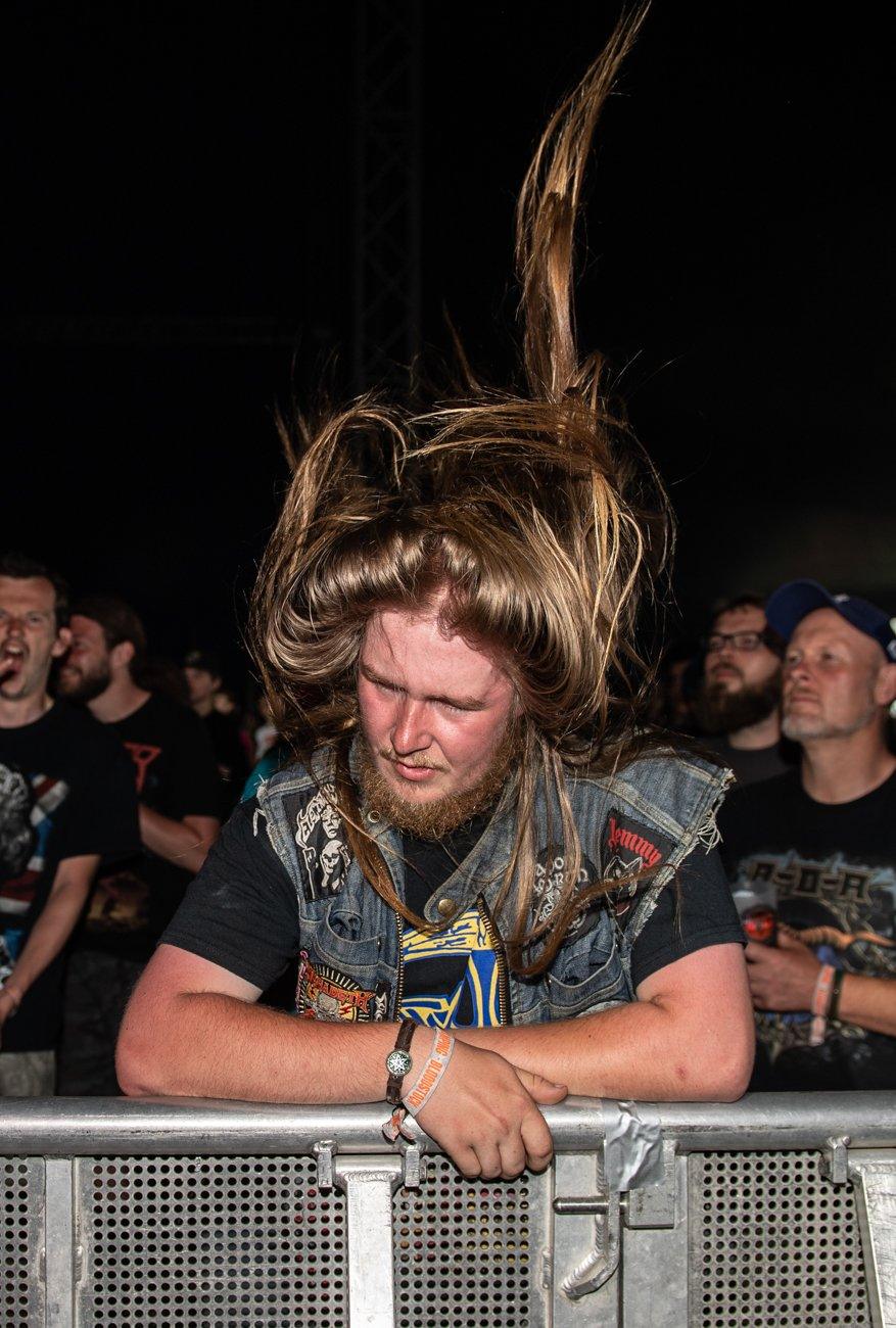 Man headbanging