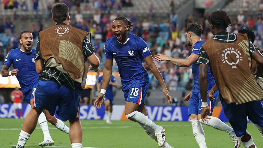 Christopher Nkunku celebrates goal in chaotic fashion