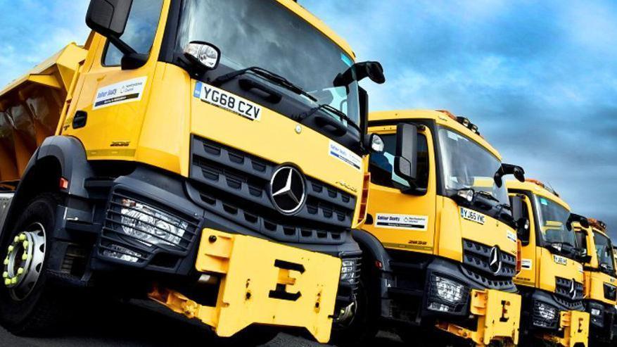 Yellow gritting trucks bought by the council