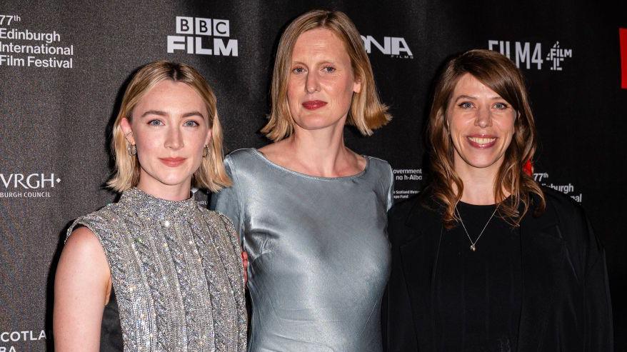 Saoirse Ronan, The Outrun writer Amy Liptrot and director Nora Fingscheidt were at the premiere in Edinburgh