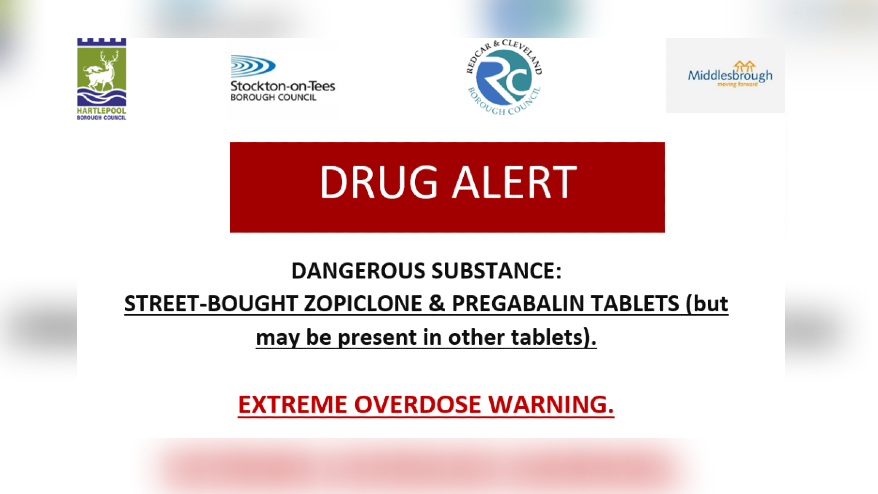 A copy of the drug alert, including a red and underlined 'extreme overdose' warning