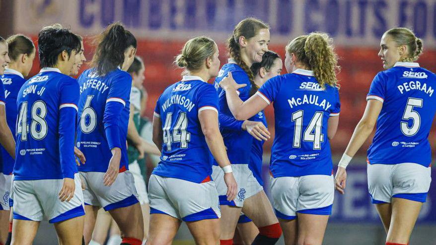 Rangers players celebrate