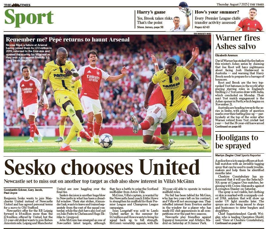 The back page of The Times