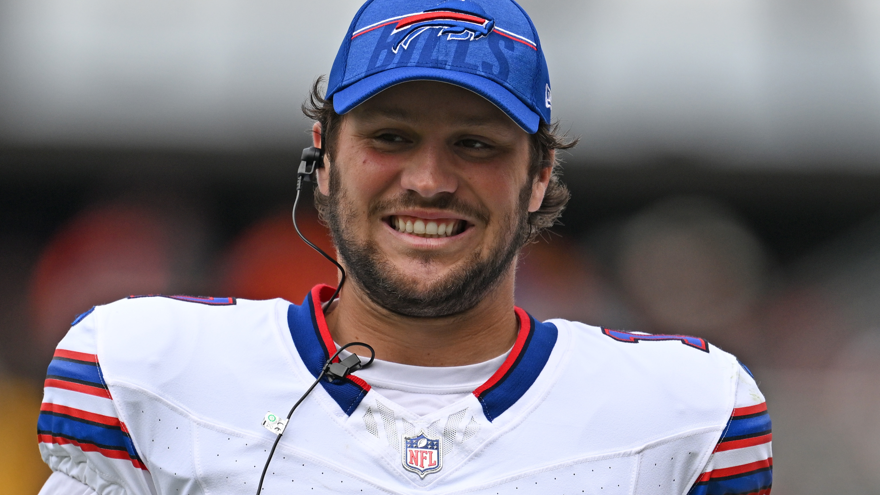 Buffalo Bills quarterback Josh Allen smiling