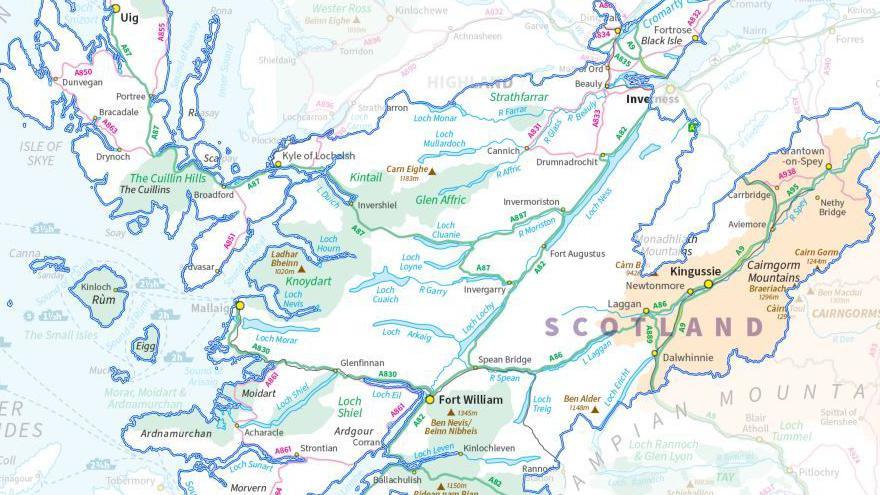 Extract from a map showing part of the Skye, Lochaber and Badenoch constituency