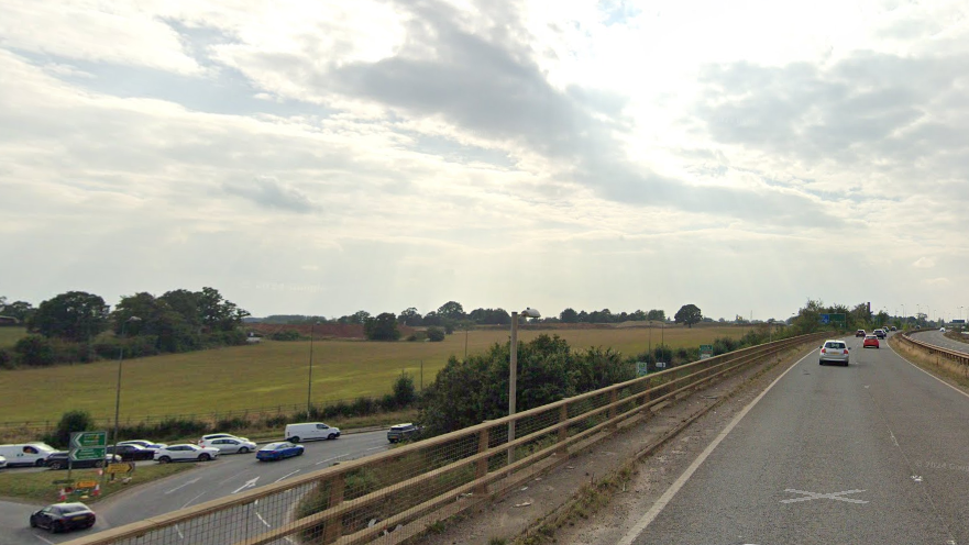 The A45 can be seen with Stonebridge island below.