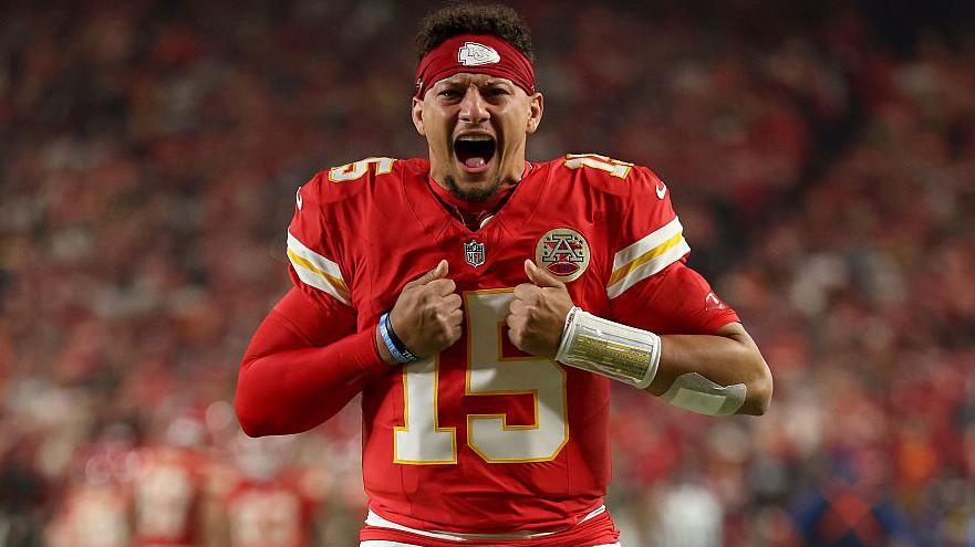 Patrick Mahomes of the Kansas City Chiefs celebrates