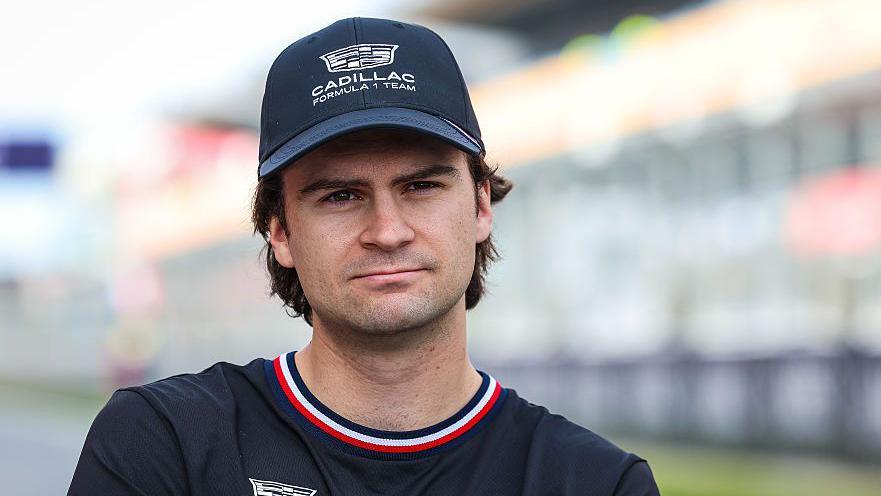 Colton Herta wearing his Cadillac team kit in Barcelona