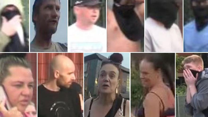 Various images of the faces of the suspects