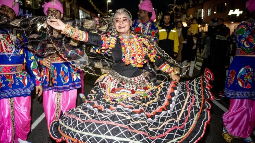 A dancer at Diwali festivities in Leicester