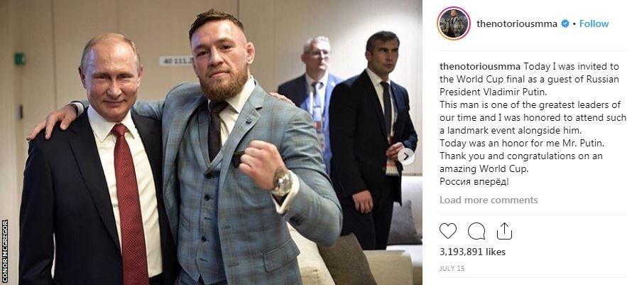 Vladimir Putin & Conor McGregor pictured on the Irishman's Instagram page