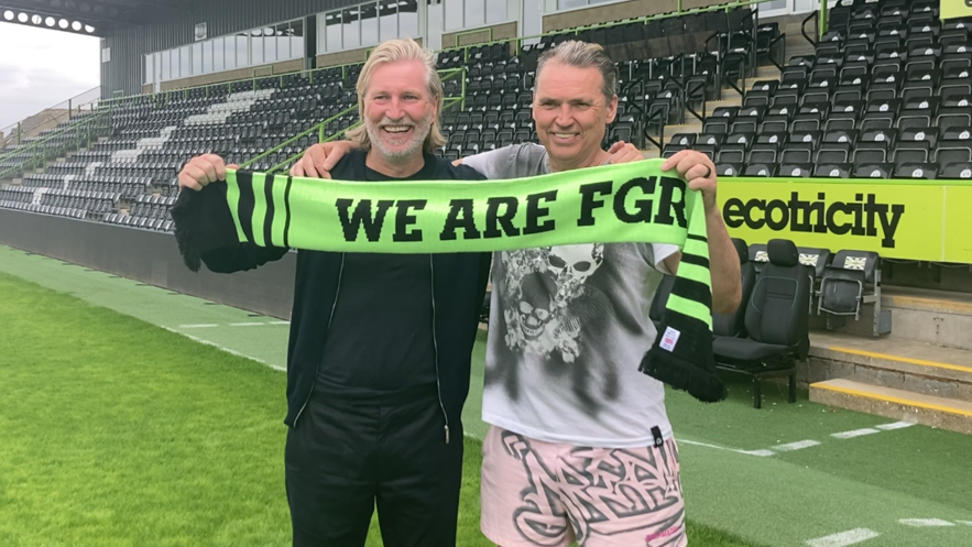 Forest Green Rovers boss Robbie Savage (left) with club owner Dale Vince.