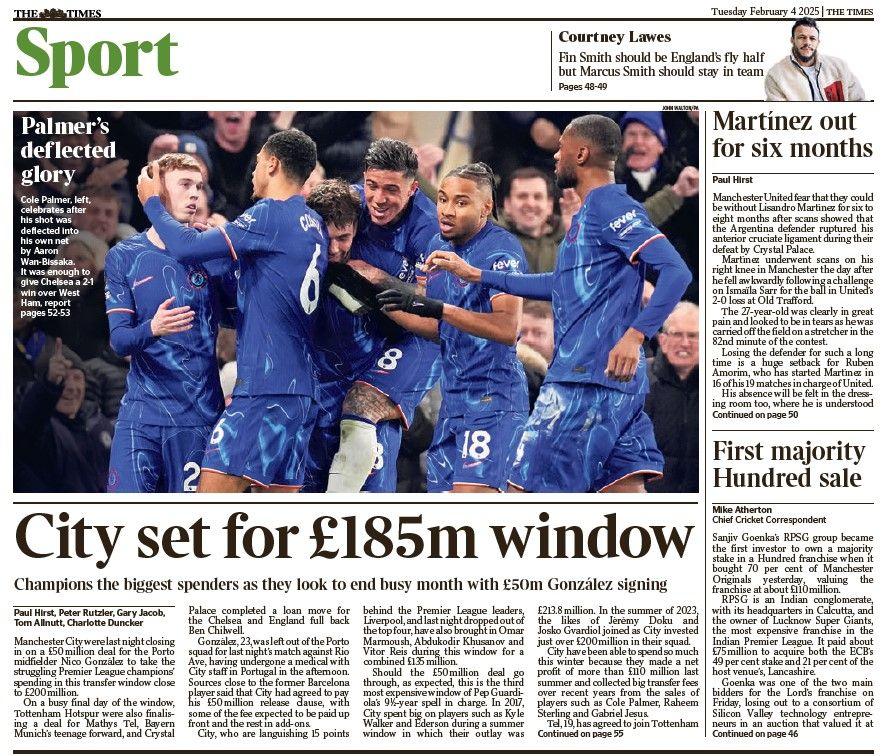 The back page of The Times