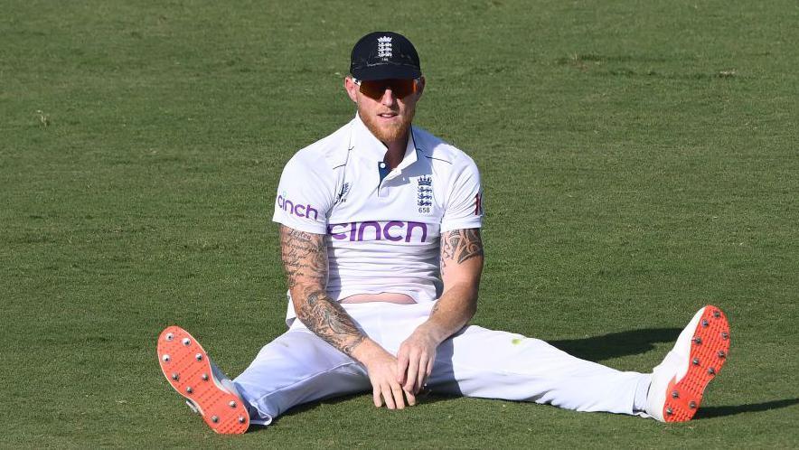 England captain Ben Stokes reacts after a chance