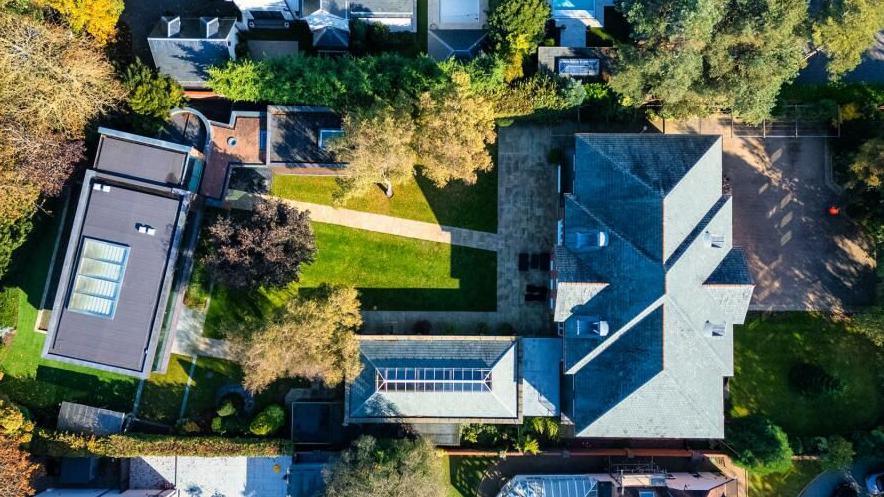 Drone shot of the mansion complex