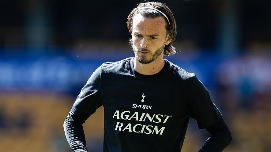 Tottenham Hotspur's James Maddison warming up before the Premier League match at Wolverhampton Wanderers