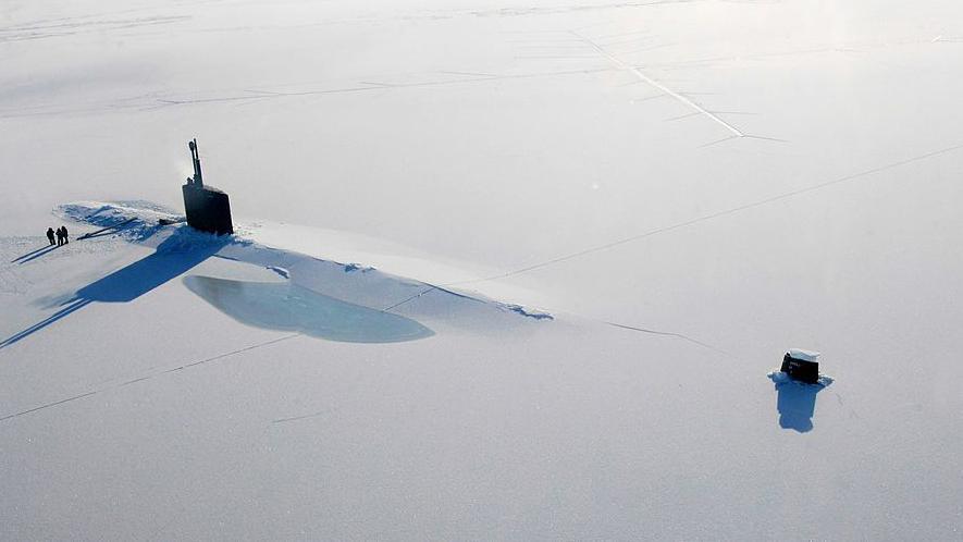 A US submarine in the frozen Arctic Sea