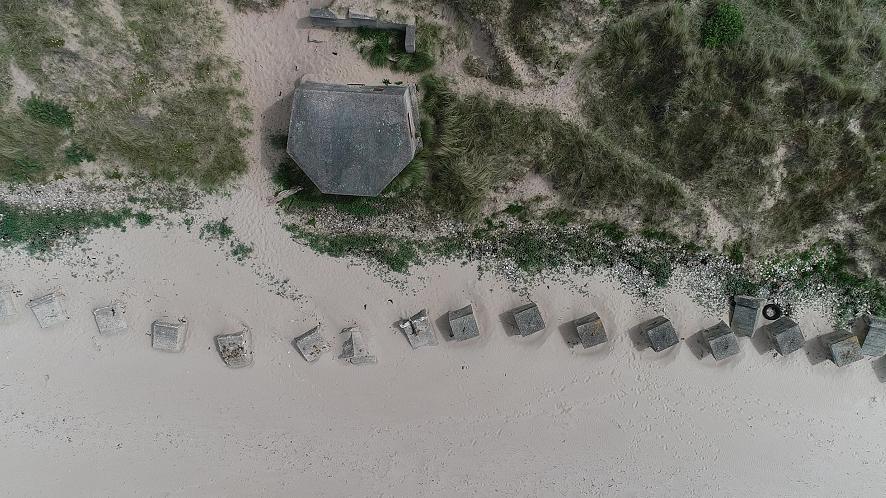 Aerial view of war-time defences