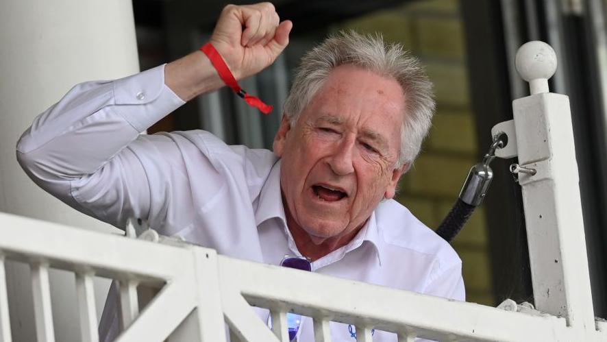 Hampshire chair Rod Bransgrove cheers on his team from the balcony