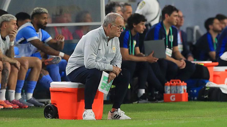 Marcelo Bielsa watches on from the toucline