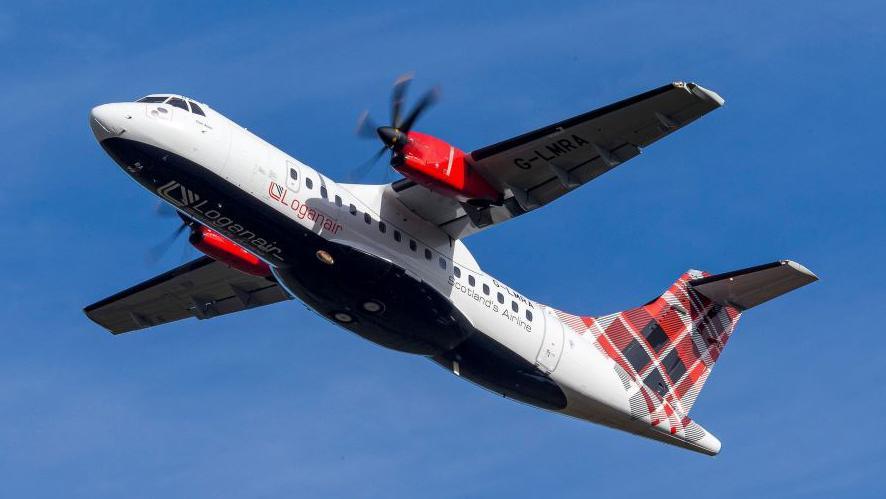 A Loganair aircraft in flight