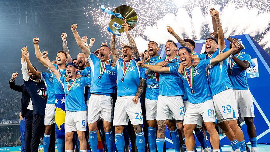 Napoli with the Serie A trophy